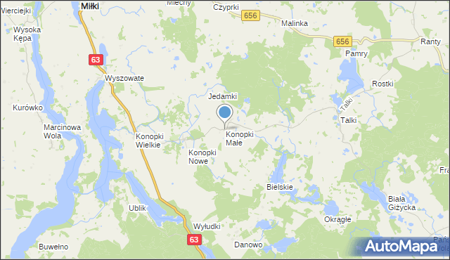 mapa Konopki Małe, Konopki Małe na mapie Targeo